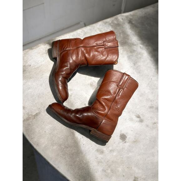 Vintage Justin Boots 3082 Brown Leather Western Cowboy Boots Men’s 6.5D Made USA - Picture 4 of 16